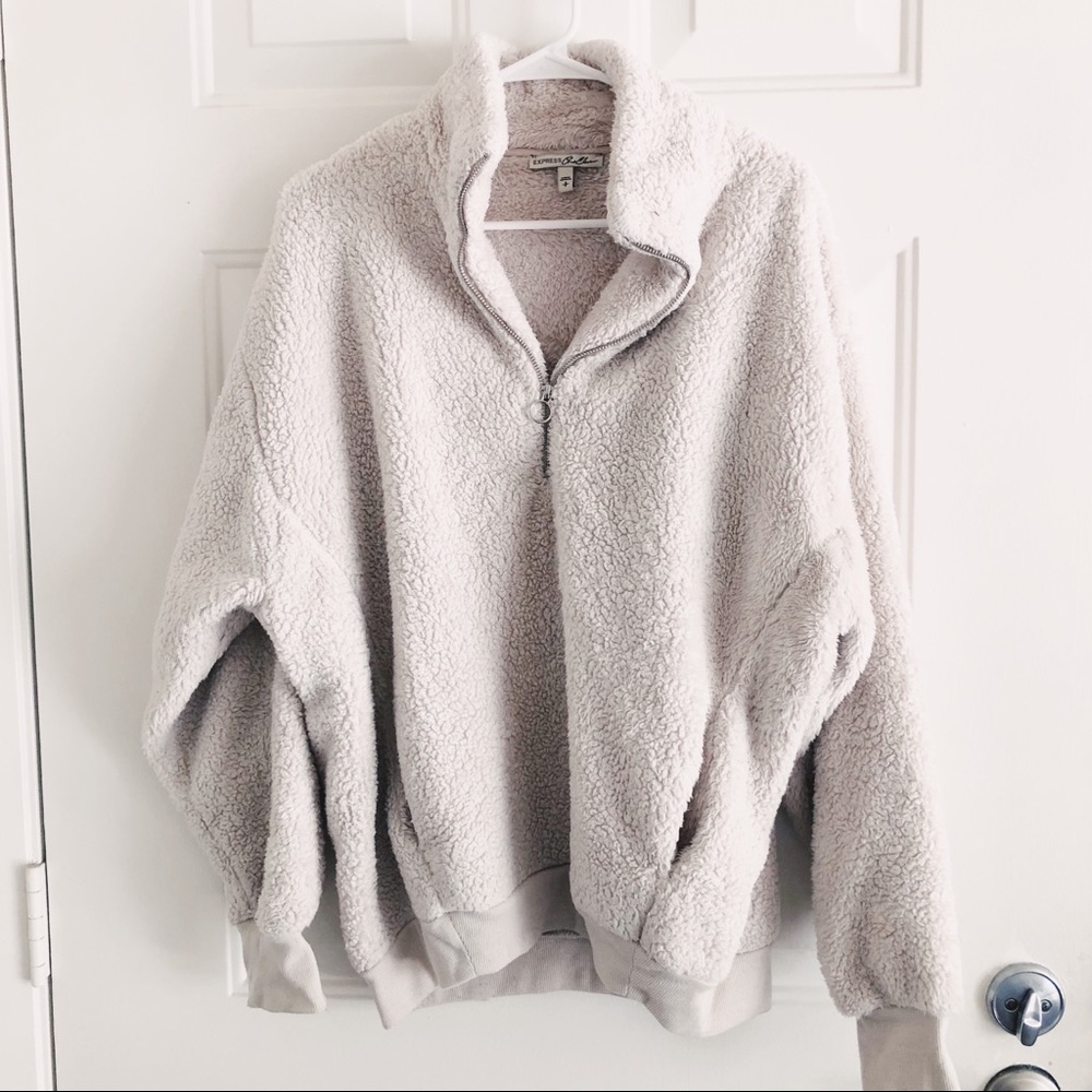 Express Oversized Half-Zip Sherpa Sweatshirt